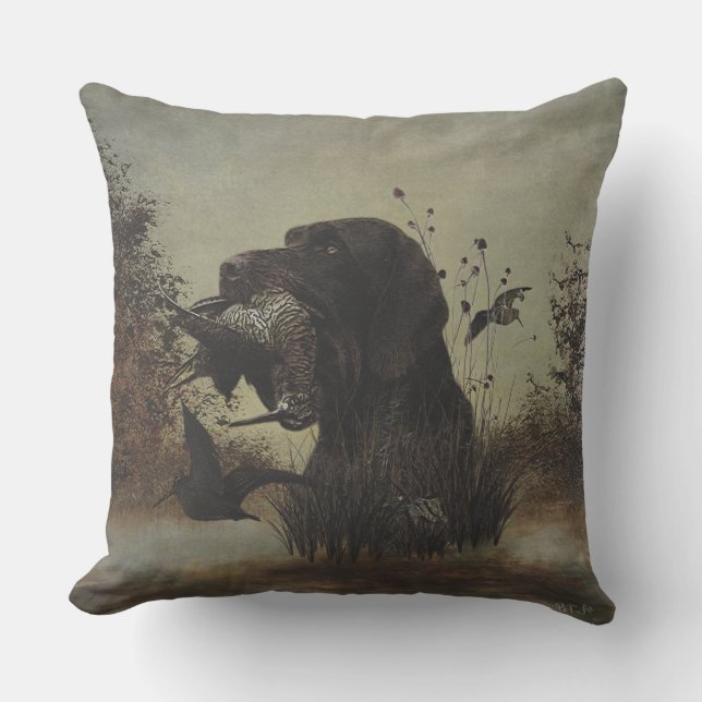 Holzjagd mit deutschem Drahthaar Pointer Kissen (Vorderseite)