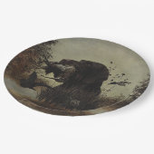 Holzjagd mit deutschem Drahthaar Pointer Pappteller (Schrägansicht)