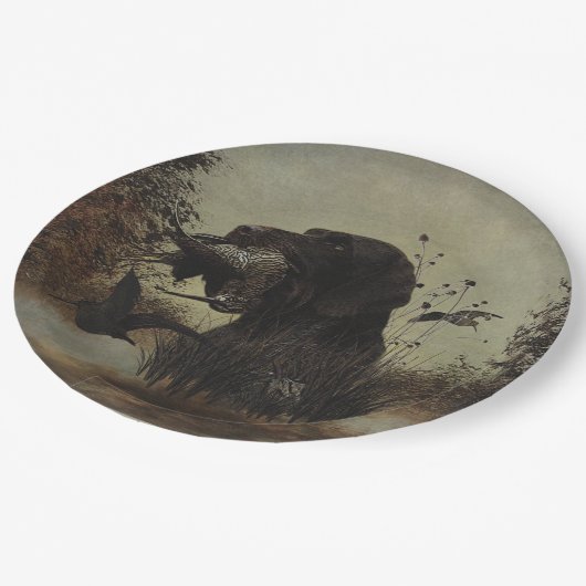 Holzjagd mit deutschem Drahthaar Pointer Pappteller (Schrägansicht)