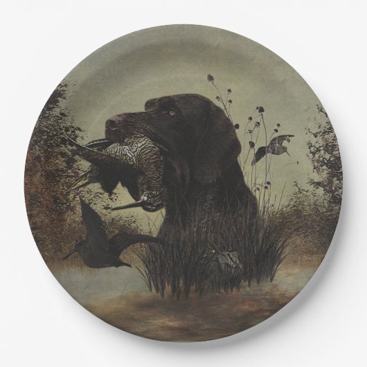 Holzjagd mit deutschem Drahthaar Pointer Pappteller (Vorderseite)