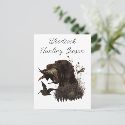 Holzjagd mit deutschem Drahthaar Pointer Postkarte (Stehend Vorderseite)