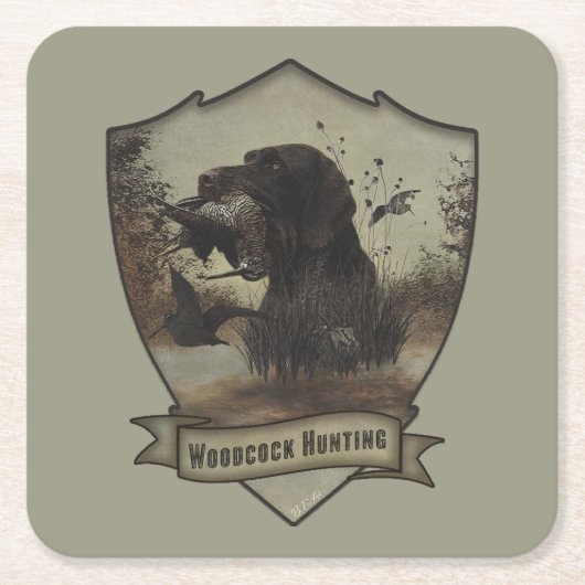 Holzjagd mit deutschem Drahthaar Pointer Rechteckiger Pappuntersetzer (Vorderseite)
