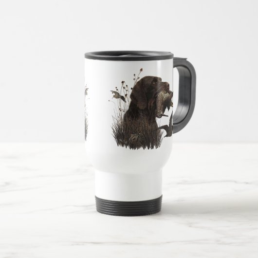 Holzjagd mit deutschem Drahthaar Pointer Reisebecher (VorderseiteRechts)