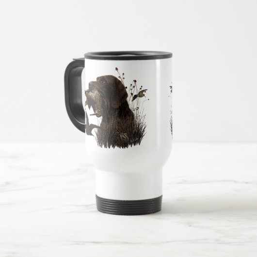 Holzjagd mit deutschem Drahthaar Pointer Reisebecher (Vorderseite Links)