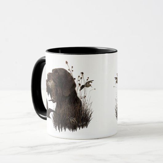 Holzjagd mit deutschem Drahthaar Pointer Tasse (Vorderseite Links)