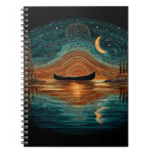 Holzkanus und Mondmond im Nordwald Notizblock (Vorderseite)