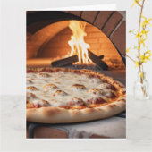 HOLZKARTE PIZZA BIRTHDAY FUNNY GREETING CARD KARTE (Gelbe Blume)