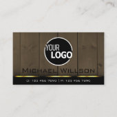 Holzkarten dunkelbraunes Holzkörnchen mit Logo Visitenkarte (Vorderseite)