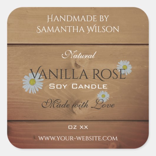 Holzkarten Produktverpackungsschild Blume Quadratischer Aufkleber (Vorderseite)