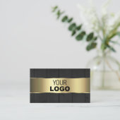Holzkarten Schwarz-Holz-Körner-Logo und Gold-Dekor Visitenkarte (Stehend Vorderseite)