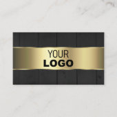 Holzkarten Schwarz-Holz-Körner-Logo und Gold-Dekor Visitenkarte (Vorderseite)