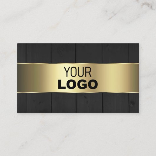 Holzkarten Schwarz-Holz-Körner-Logo und Gold-Dekor Visitenkarte (Vorderseite)