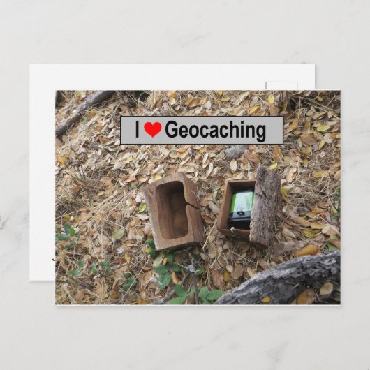 Holzkastenverkleidung: Geocaching Postkarte (Vorne/Hinten)