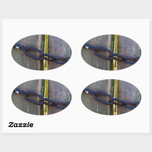 Holzkette Ovaler Aufkleber (Blatt)