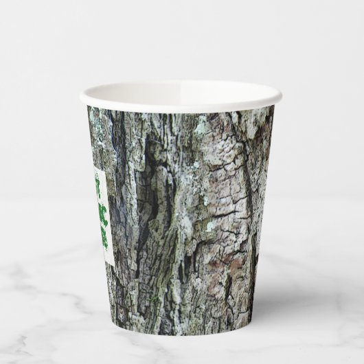 Holzkiefer Binden Text Papier Cup Pappbecher (Links)