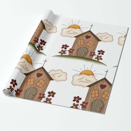 Holzkirche Geschenkpapier (Ungerollt)