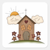 Holzkirche Quadratischer Aufkleber (Vorderseite)