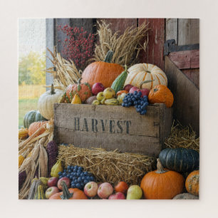 Holzkiste Überfließend mit Ernteessen Puzzle