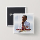 Holzklotz-Änderung (Obama) Button (Vorne & Hinten)