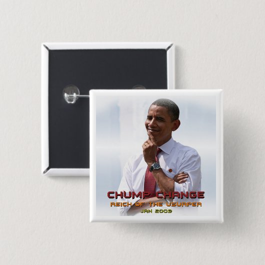Holzklotz-Änderung (Obama) Button (Vorne & Hinten)