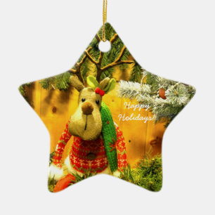 "Holzklotz-" glückliche Keramikornament