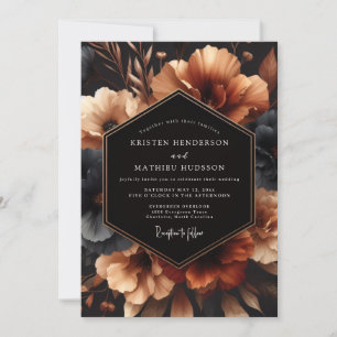 Holzkohle-Amber-Nocturne-Hochzeit Einladung