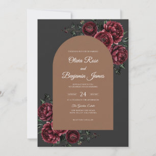 Holzkohle-Antik-Kupfer-Dahlia-Hochzeit Einladung