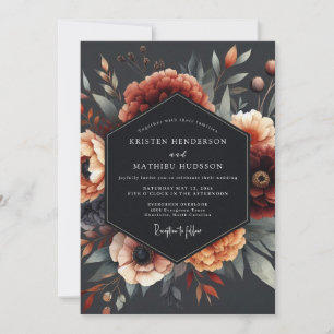 Holzkohle-Barock-Flora-Hochzeit Einladung