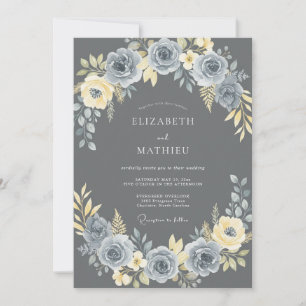 Holzkohle Champagner Dahlie Hochzeit Einladung