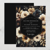 Holzkohle-Creme-Nocturne-Hochzeit Einladung (Vorne/Hinten)