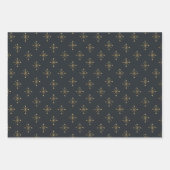 Holzkohle, Elfenbeinküste und Gold Snow Star Weihn Geschenkpapier Set (Vorderseite 3)