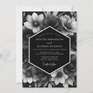 Holzkohle Floral Noir Hochzeit Einladung