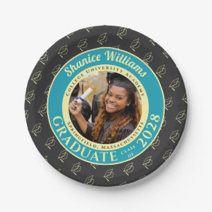 Holzkohle-Foto Moderne Abschlussfeier Pappteller