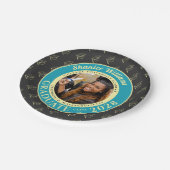 Holzkohle-Foto Moderne Abschlussfeier Pappteller (Schrägansicht)