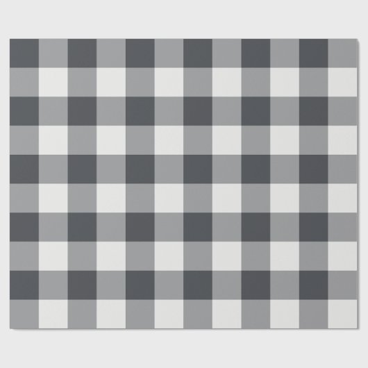 Holzkohle-Gingham mit großem Büffelkaromuster Geschenkpapier (Flach)