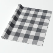 Holzkohle-Gingham mit großem Büffelkaromuster Geschenkpapier (Ungerollt)