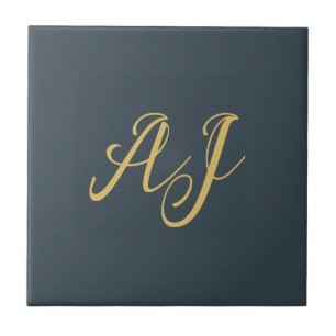 Holzkohle-Gold-Farb-Monogramm-Professionelle Initi Fliese