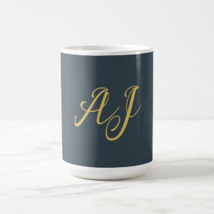 Holzkohle-Gold-Farb-Monogramm-Professionelle Initi Kaffeetasse