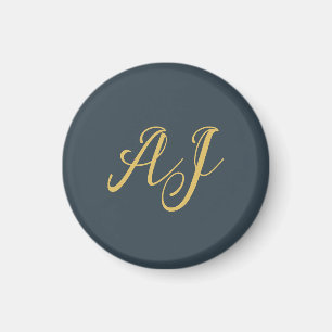 Holzkohle-Gold-Farb-Monogramm-Professionelle Initi Magnet