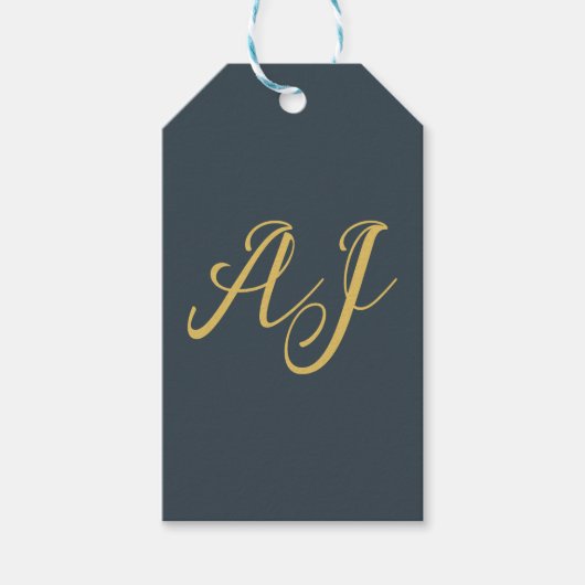 Holzkohle Gold Farbe Monogramm Professionelle Init Geschenkanhänger (Vorderseite)