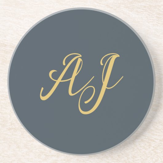 Holzkohle Gold Farbe Monogramm Professionelle Init Getränkeuntersetzer (Vorne)