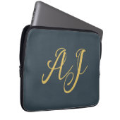 Holzkohle Gold Farbe Monogramm Professionelle Init Laptopschutzhülle (Vorne Rechts)