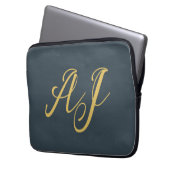 Holzkohle Gold Farbe Monogramm Professionelle Init Laptopschutzhülle (Vorderseite Links)
