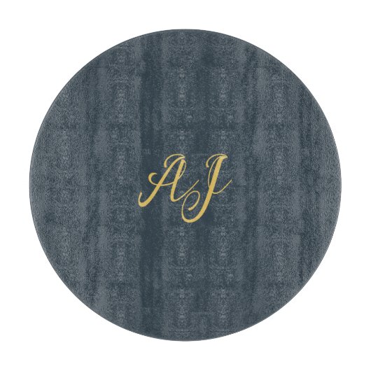 Holzkohle Gold Farbe Monogramm Professionelle Init Schneidebrett (Vorderseite)