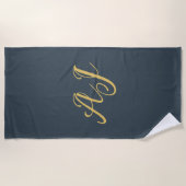 Holzkohle Gold Farbe Monogramm Professionelle Init Strandtuch (Vorderseite)