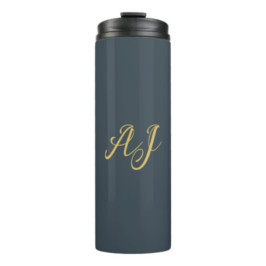 Holzkohle Gold Farbe Monogramm Professionelle Init Thermosbecher (Vorderseite)