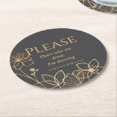 Holzkohle & Gold Ich tanze Runder Pappuntersetzer (Angewinkelt)