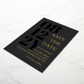 Holzkohle & Gold-Typografie-Hochzeit retten das Da Folieneinladung (Gedreht)