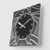 Holzkohle Grau Art Déco Uhr - Abstrakte Linien (Winkel)