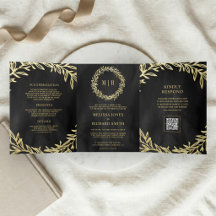 Holzkohle Grau Goldblatt Zweig QR-Code Hochzeit